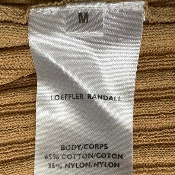 Loeffler Randall Camel Ribbed Knit Mock Neck Long Sleeve Top Women’s Size M - Picture 6 of 7
